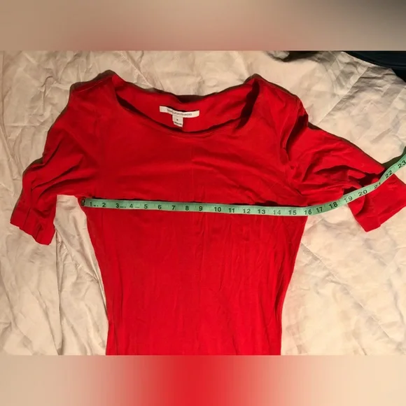 Diane Von Furstenberg Bright Red Elbow-Sleeve Midi Jersey Dress Meeson - Picture 9 of 9